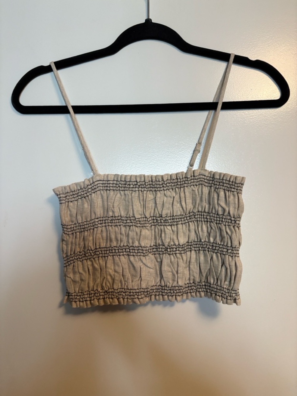 Dissh Smocked Beige Crop Cami Top  in Natural- Women's